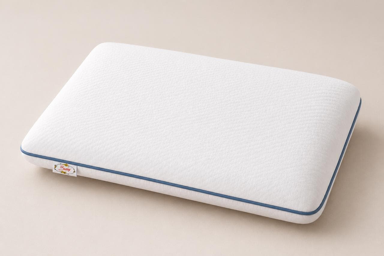 Bedsy Natural Latex Pillow — with blue trim cover