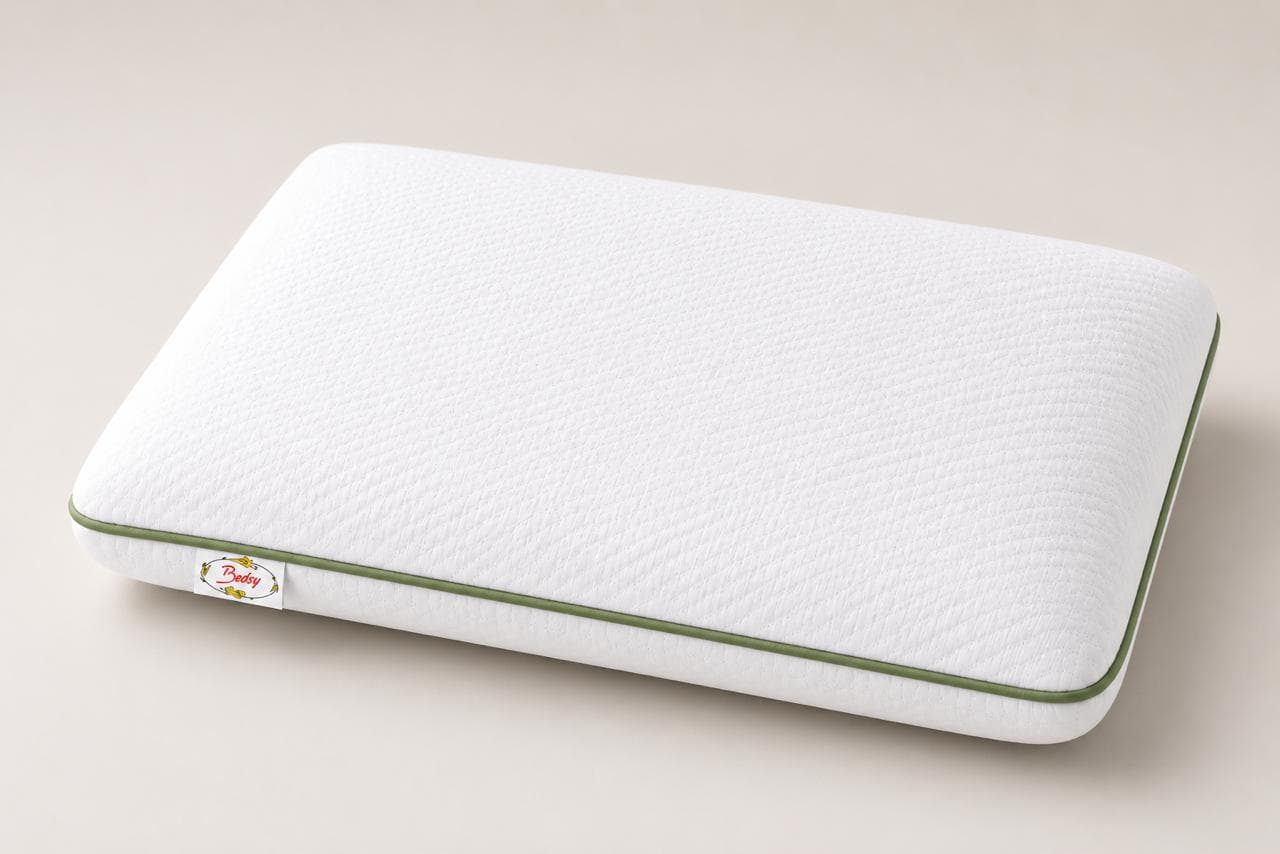 Bedsy Natural Latex Pillow — with green trim cover